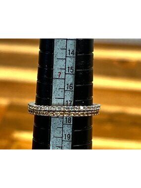 Size 8 ring bands gold silver embellished clear stones bling sparkle